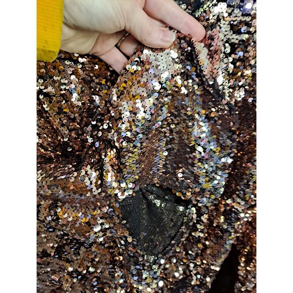Bold Elements Bronze Sequin Scoop Neck Blouse Size 2XL - Picture 4 of 7